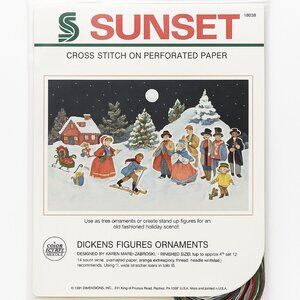 Sunset Dickens Figures Ornaments Cross Stitch Kit 1991 #18320 New Old Stock